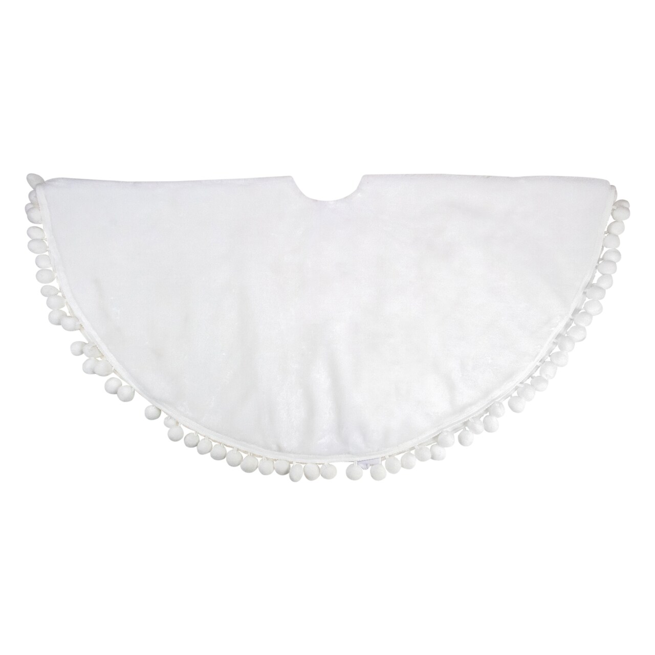 Northlight 48" White Christmas Tree Skirt With a Pom Pom Border
